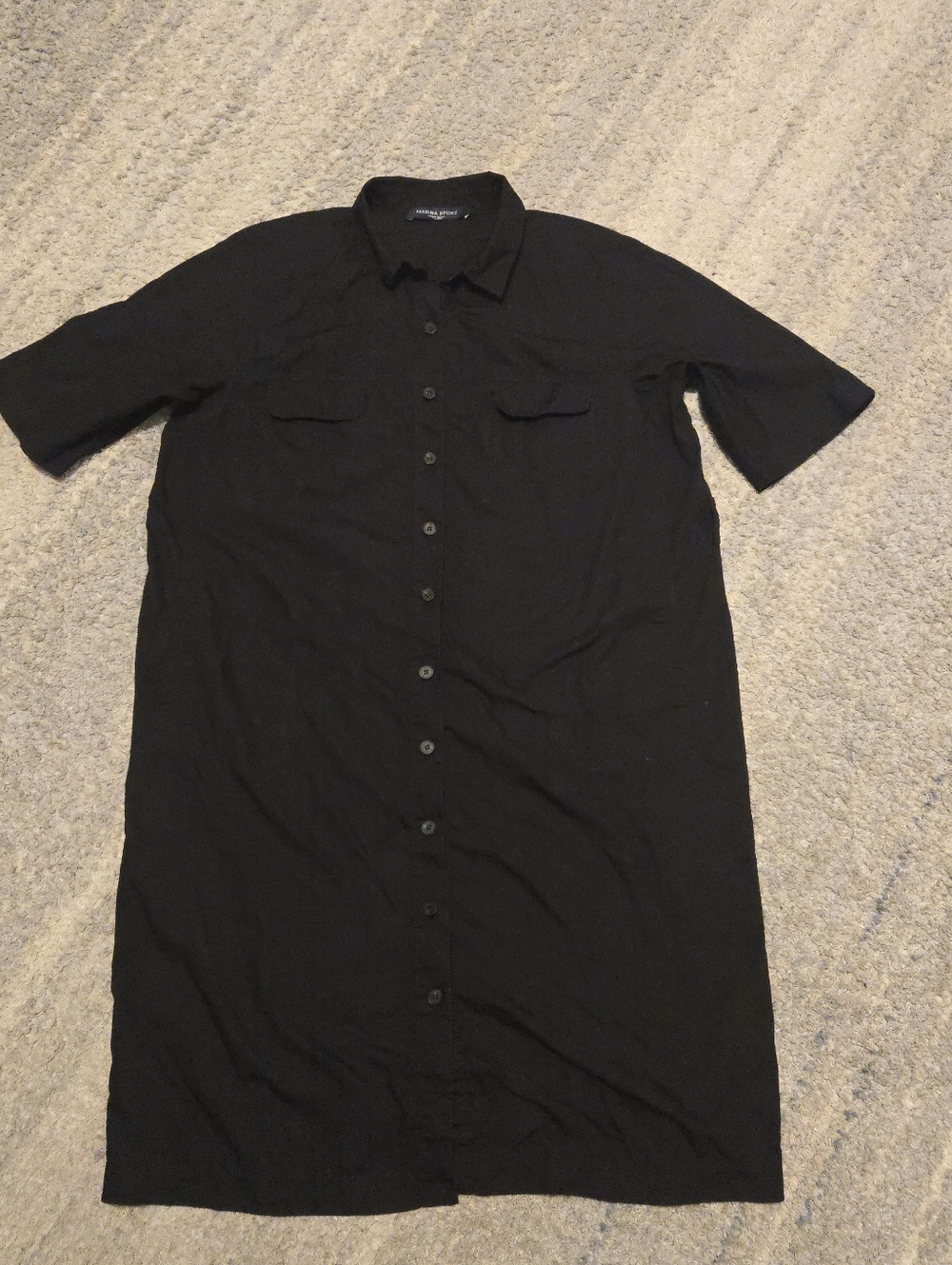 Marina Rinaldi Marina Sport Black Short Sleeve Button Front Utility Midi Dress